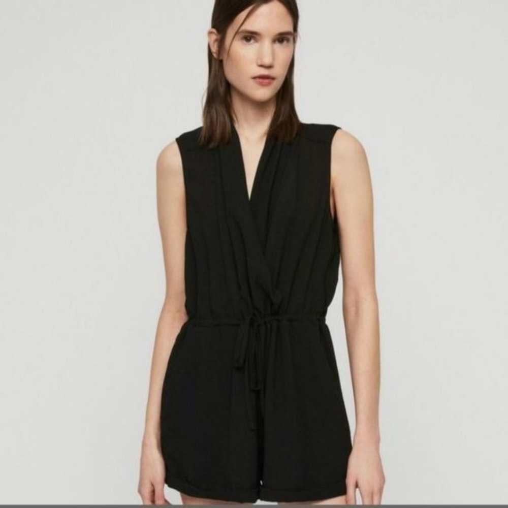 All Saints Black Cassie‎ Sleeveless Romper minimalist quiet luxury sz S